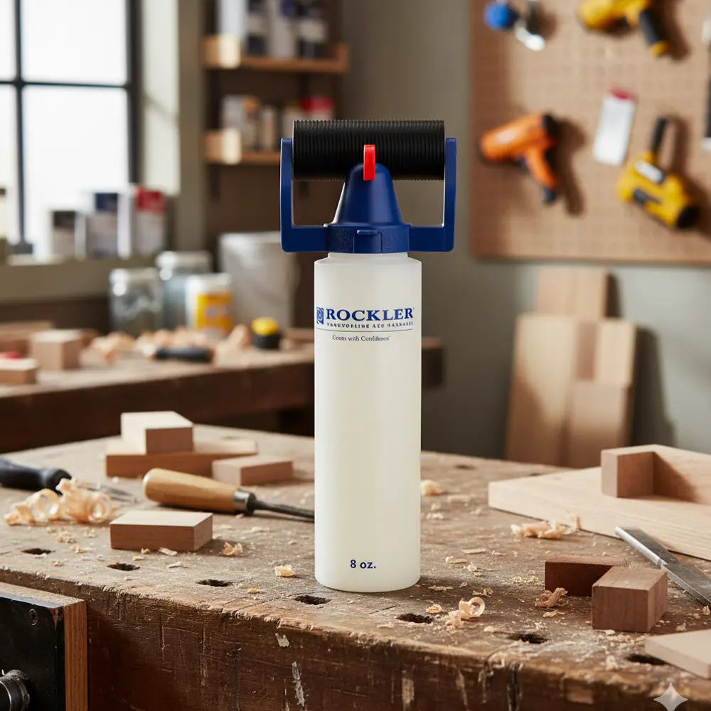 Botella pegamento rockler con rodillo